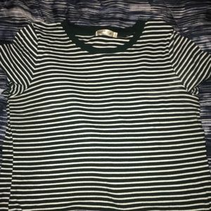 striped dark green crop top